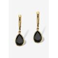 Women's Pear-Shaped Black Onyx Drop Earrings by PalmBeach Jewelry in Gold