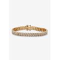 Women's Yellow Gold Plated S Link Tennis Bracelet (7.5mm), Genuine Diamond Accent 8" by PalmBeach Jewelry in Diamond