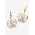 Women's Yellow Gold-Plated Butterfly Two Tone Drop Earrings by PalmBeach Jewelry in Gold