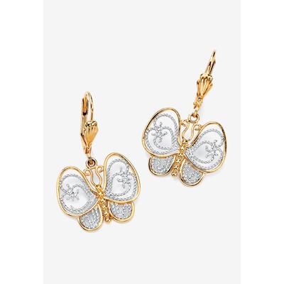 Women's Yellow Gold-Plated Butterfly Two Tone Drop...