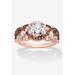 Women's Rose Gold-Plated Silver Ring Cubic Zirconia by PalmBeach Jewelry in Rose (Size 11)