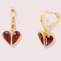 Kate Spade Jewelry | Kate Spade Rock Solid Stone Heart Huggies | Color: Gold/Red | Size: Os