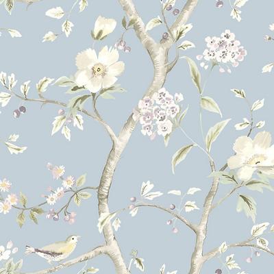 Chinoiserie Floral Wallpaper - Sky Blue - Ballard Designs