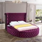 Wildon Home® Dorgan Tufted Low Profile Storage Platform Bed Upholstered/Velvet in Indigo | 55 H x 110 W x 100.5 D in | Wayfair