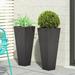 Latitude Run® Walshville 2 - Piece Lightweight Concrete Pot Planter Set Concrete in Black | 32.5 H x 13 W x 13 D in | Wayfair