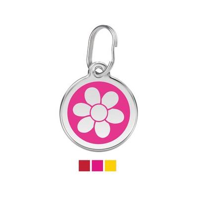 Red Dingo Flower Stainless Steel Personalized Dog & Cat ID Tag, Hot Pink, Medium