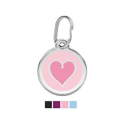 Red Dingo 2 Toned Heart Stainless Steel Personalized Dog & Cat ID Tag, Pink, Medium