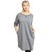 Plus Size Women's French Terry Tunic Dress by ellos in Medium Heather Grey (Size M)
