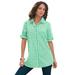Plus Size Women's French Check Big Shirt by Roaman's in Vivid Green Check (Size 24 W)