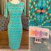 Lularoe Dresses | Lularoe Julia Sheath Dress Aqua Aztec Xxs | Color: Green/Yellow | Size: Xxs