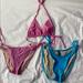 Victoria's Secret Swim | 3 Piece Tie Triangle Bikini | Color: Blue/Pink | Size: M