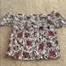 American Eagle Outfitters Tops | Floral Cropped Off The Shoulder Top | Color: Cream/Red | Size: L