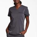 Dickies Women's Balance V-Neck Chest Pocket Scrub Top - Pewter Gray Size L (L10687)