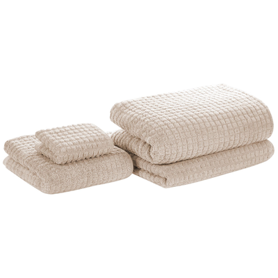 Badehandtuch 4er Set Beige Baumwolle 30x50 cm / 50x100 cm / 70x140 cm / 100x150 cm Frottee Handtücher in verschiedenen G