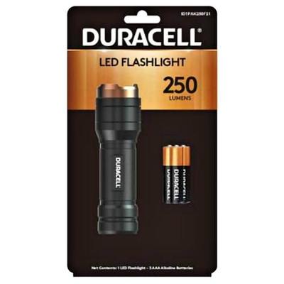 Duracell 00823 - Black LED Flashlight (Batteries Included) (DURACELL ALUMINUM LED FLASHLIGHT, 250 LUMENS, 3 MODES, 3-AAA)
