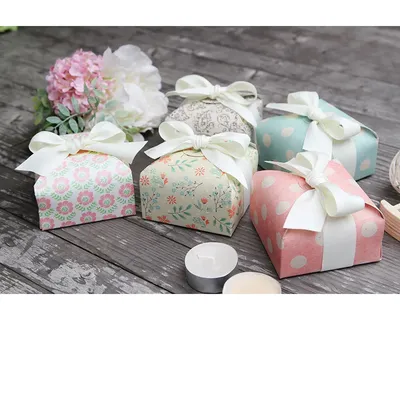 10 pièces boîte en papier à pois fleur verte rose Paisley pour décorations sacs en papier pour boîte