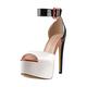 MissHeel Women's Peep Toe Slim High Heel Pump Sandals Buckle Strap Mary Jane Platform Court Shoes Black Heel Size 13