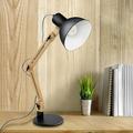 LED Wood Swing Arm Desk Lamp, Black Adjustable Reading Lamp, Designer Table Lamps, Classic Study Lamp, Work Lamp, Office Lamp, Bedside Nightstand Lamp with E27 Bulb Eye Protection