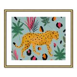 Joss & Main Walking Cheetah II by Isabelle Z - Painting Print Paper, Solid Wood in Black/Green/Orange | 21.5 H x 25.5 W x 0.88 D in | Wayfair