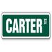 SignMission CARTER Street Sign Childrens Name Room Sign Indoor Outdoor 18 Inch Wide Plastic in Green | 4 H x 18 W x 0.1 D in | Wayfair SS-Carter