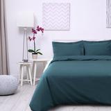 Simple Luxury Klein Duvet Cover Set in Navy Blue Cotton Percale | Full/Queen | Wayfair P300FQDC SLNB