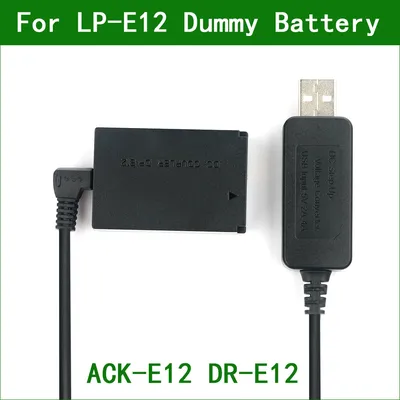 Batterie factice et câble USB 5V vers LP E12 LPE12 ACK-E12 DR-E12 pour Canon EOS M M2 M10 M50 M100