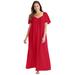 Plus Size Women's Long Silky Lace-Trim Gown by Only Necessities in Classic Red (Size 3X) Pajamas