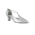 Wide Width Women's Moonlight Pumps by Easy Street® in Silver Satin (Size 9 W)