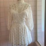 Free People Dresses | Free People Lace Crochet Smock Neck Mini Dress | Color: Cream/White | Size: 4