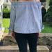 American Eagle Outfitters Tops | American Eagle | Off The-Shoulder | Blue And White | Color: Blue/White | Size: M