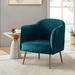 Barrel Chair - Etta Avenue™ Fynn Velvet Barrel Chair Wood/Velvet in Blue/Brown | 31 H x 27 W x 27 D in | Wayfair 4E345C58427941E6AEDF319173039301