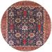Blue/Red 48 x 48 x 0.35 in Indoor Area Rug - Bungalow Rose Oriental Red/Blue Area Rug Polyester/Wool | 48 H x 48 W x 0.35 D in | Wayfair