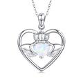 Claddagh Necklaces 925 Sterling Silver Opal Necklace Women Pendant Love Jewellery Engagement Wedding Gifts for Girls Mom Wife