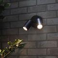 CGC Lighting Black Silver Twin Outdoor Wall Spotlight Light Adjustable Waterproof Garden Patio Porch Two Spot Lamp Angle (Black)