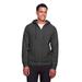 Team 365 TT95 Men's Zone HydroSport Heavyweight Full-Zip Hooded Sweatshirt in Dark Grey Heather size Large | Cotton Polyester