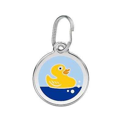 Red Dingo Rubber Duck Stainless Steel Personalized Dog & Cat ID Tag, Small