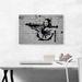 ARTCANVAS 'Mona Lisa w/ Rocket Launcher' by Banksy - Wrapped Canvas Painting Print Canvas in Black/Gray | 18 H x 26 W x 0.75 D in | Wayfair