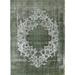 Green/White 96 x 60 x 0.35 in Indoor Area Rug - Ophelia & Co. Henri Oriental Area Rug Polyester/Wool | 96 H x 60 W x 0.35 D in | Wayfair