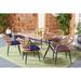 Mistana™ Andice Oval 6 - Person 62.8" Long Outdoor Dining Set w/ Cushions Glass/Wicker/Rattan in Black/Brown | Wayfair