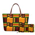 SEANATIVE African Tribal Traditional Printed Ladies Shoulder Totes for Women Girls Large Handbag&Wallet Set Travel Organizer Hand Bag