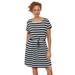 Plus Size Women's Knit Drawstring Dress by ellos in Black White Stripe (Size 10/12)