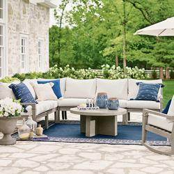 Stockholm Sectional Collection - Pre-Configured, Outdoor Loveseat, Ash Black Outdoor Loveseat, Flax/Ash Black Outdoor Loveseat - Grandin Road