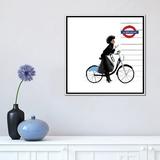 East Urban Home Bike Girl by Nicholle Kobi - Painting Print Canvas in Black/Brown | 18 H x 18 W x 1.5 D in | Wayfair