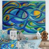 East Urban Home Blue Eyed Universe - Unframed Painting Print on Wood Metal in Blue/Brown | 24 H x 32 W x 1 D in | Wayfair