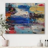 East Urban Home Oil Brushed Colorfields I - Unframed Painting Print on Wood Metal in Blue/Brown/Pink | 24 H x 32 W x 1 D in | Wayfair