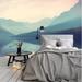 Millwood Pines Macsen Removable Watercolor Glacier National Park Wall Mural Vinyl in Gray/White | 175 W in | Wayfair