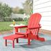 Rosecliff Heights Hurley Stanton Drew Plastic/Resin Folding Adirondack Chair w/ Ottoman Plastic/Resin in Red | 37.6 H x 30.59 W x 33.07 D in | Wayfair