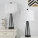 Everly Quinn Donnybrook 27" Table Lamp Set Linen/Metal in Black | 27 H x 14 W x 14 D in | Wayfair 95BC4EE8F1D2434BB0F39BD77A55945B