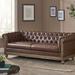Alcott Hill® 78.7" Faux Leather Rolled Arm Chesterfield Sofa Faux Leather in Brown | 28 H x 78.75 W x 33.5 D in | Wayfair