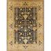 Blue/Brown 96 x 60 x 0.35 in Indoor Area Rug - Bungalow Rose Oriental Tan/Navy Area Rug Polyester/Wool | 96 H x 60 W x 0.35 D in | Wayfair